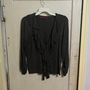 Red Brand Charcoal Ruffled Blouse